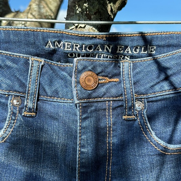 American Eagle Outfitters Super Stretch Hi-Rise Shortie AEO Denim Jean Shorts 2 - Picture 5 of 16
